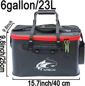 Foldable Fishing Bucket – 6 Gallon Live Fish & Bait Bucket, EVA Collapsible Fish Container for Fishing, Camping & Outdoor Use