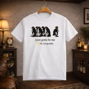 I Just Gotta Be Me Penguin Graphic Tee Oversized Preppy Style Premium Cotton Vintage Soft Cute Animal T-Shirt for Women Summer Outfit College Casual Gift