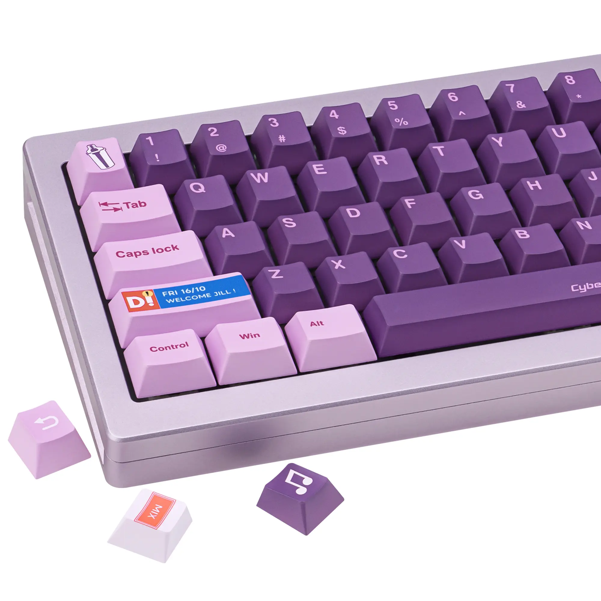 150-Key Purple Cocktail Theme PBT Keycaps,Dye-Sublimation Custom Cherry Profile Keycap Set for Cherry MX Switches Mechanical Gaming Keyboard