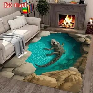2D flat large best-selling velvet carpet, Animal Print Rug, lizard basking in the pool for living room, hallway, bedroom, and game room modern home decoration carpet