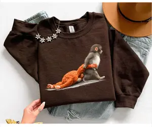 Monkey Punch Graphic Sweatshirt, Baby Monkey Holding Plush Toy, Animal Lover Gift, Cute Cozy Hoodie