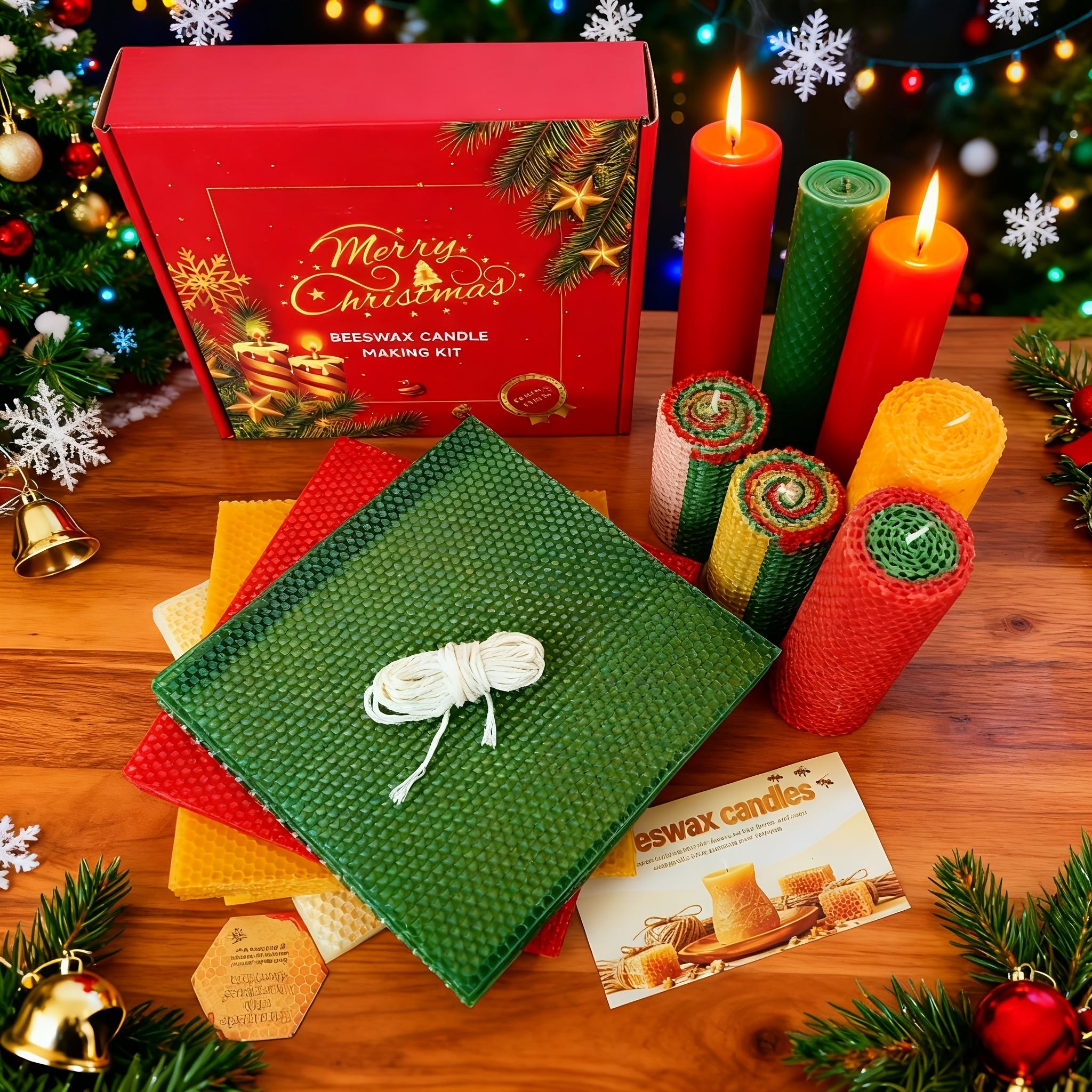 Christmas-themed beeswax candle making kit, 16 pieces of holiday-colored beeswax sheets, DIY candle material kit, candle making, suitable for children and adults' crafts and Christmas gifts, event parties, DIY craft enthusiasts, watermelon， home decor