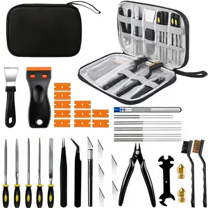 3D Printer Tool Kit, 43Pcs Complete 3D Printing Accessories & Maintenance Set for All FDM/SLA Printers, Includes Nozzle Cleaning Kit, Removal Scrapers, Finishing Tools, Files, Brushes, Wire Cutters, Engraving Knife