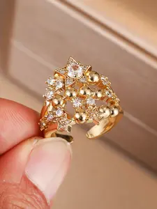New Luxury Vintage Palace Style Geometric Ring, Statement Multi Ring, Adjustable Rings, Daily Versatile Elegant Fashion Accessory, Copper Material