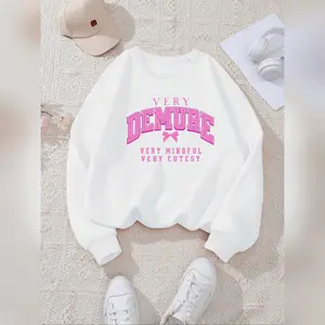 Women's Letter Print Round Neck Sweatshirt Casual Long Sleeve Crew Neck Pullover For Fall & Winter Women's Clothes For Hoodied Soft & Stylish Hoodies