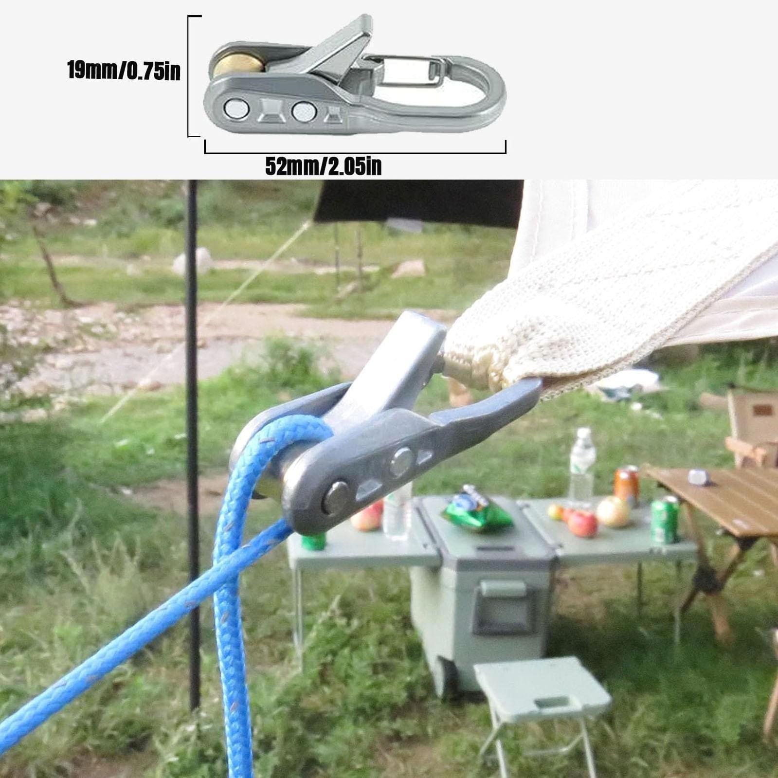 6 Pack Heavy-Duty Metal Paracord Adjusters & Tensioner Tool with Roller Tensioner Rope - Adjustable Tie Down System Suitable for Camping Tarps, Guy Lines, Boating Gear, Outdoor Gear, Tarp Tightening Tool for Tarpaulins and Boating