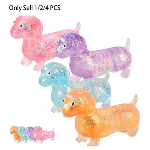 Anxiety Squishies, Fidget Cube Stress Relief, Dachshund Squishy Stress Toy,  Upgraded Sparkly Sausage Dog Gel Stretch Ball, Cute Mini Dogs with Face for kids Adults, Grownups