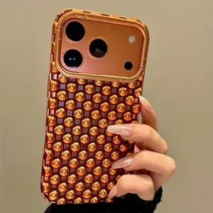 Phone Case - Soft Phone Case with Luxury Electroplated 3D Beads, Designed for Heat Dissipation, Compatible with Iphone 17Promax, 17Pro, 17, 16, 15, 14, And 13 Pro Max, Featuring a Shockproof Bumper And Back Cover