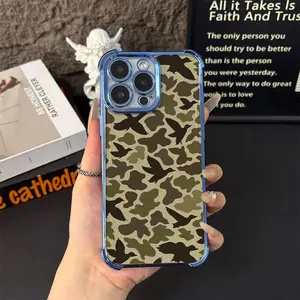 Men's Silicone Cellphone Casing - Durable Shockproof Protector, Camouflage Pattern, 4-Corner Drop Protection, Outdoor Hunting Style, Fits iPhone 16 Pro Max/iPhone 17 Pro Max, Mobile Phone Accessory