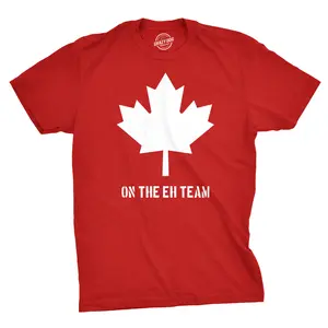 Mens On The Eh Team Canada T Shirt Funny Novelty Sarcasm Canadian Gift Cool Mens Funny T Shirts Cool Vintage Fashion T-Shirt Gift Classic Menswear Movie Apparel for Men Funny Canada Short Sleeve Novelty Tees
