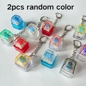 2pcs High Transparency Single Keycap Keychain with Iron Ring, Detachable Crisp Sound, Ideal for Mechanical Keyboard, Perfect Gift for Gamers