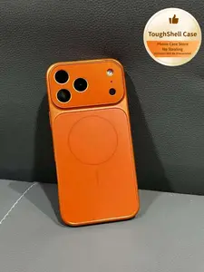 Auto Focus Protective MagSafe ToughShell Smartphone Casing for iPhone 17 ProMax - Transparent Aesthetic, Full Coverage Shockproof Magnetic, Customized Orange Wireless Case with Large Window