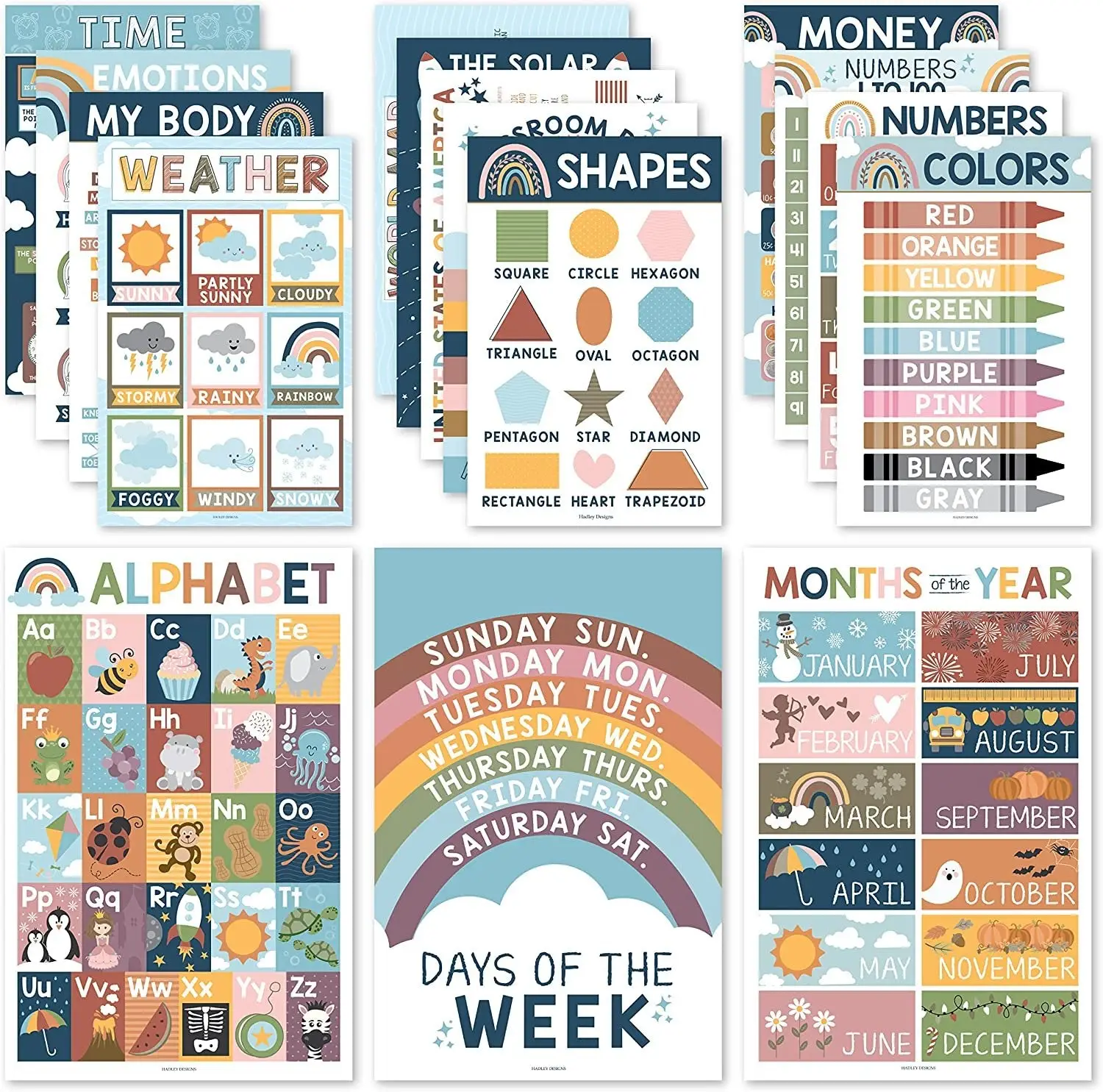 PreK Early Learning Kit: Boho 16 Poster Pack