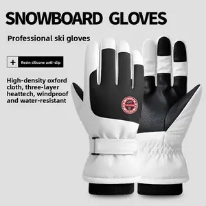 Winter ski gloves, outdoor velvet thermal electric vehicle riding gloves, non-slip and waterproof touch screen gloves