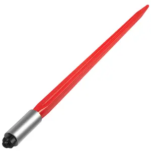 VEVOR Hay Spear 32" Bale Spear 1350 lbs Capacity,  Bale Spike Quick Attach Square Hay Bale Spears 1.4" Wide, Red Coated Bale Forks, Bale Hay Spike with Hex Nut & Sleeve for Buckets Tractors Loaders