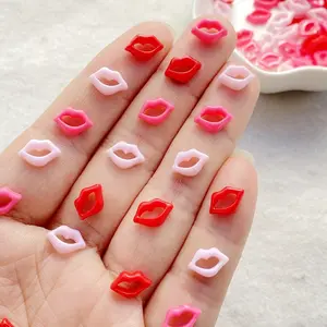 50pcs Elegant Mini Lip Resin Nail Art Flat Back Rhinestone Stickers DIY Wedding Scrapbook Accessories, Decoration, Christmas Valentine's Day Thanksgiving