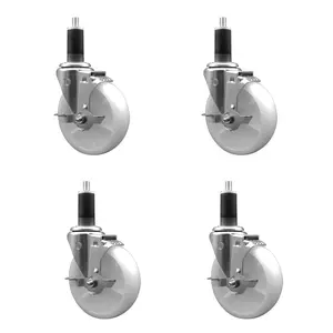Service Caster SCC-EX20S514-NYS-TLB-114-4 Nylon Swivel Expanding Stem Caster with 5 in. White Wheels & 1.25 in. Stems - Set of 4