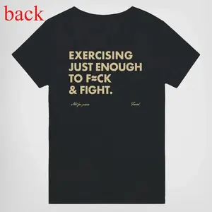 Women's Graphic Cotton T-Shirt, Unisex Streetwear Style Retro Vintage Y2k Shirt with "Exercising Just Enough to F*ck & Fight" Print, Funny Gift for Partners summerwins