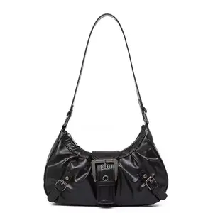Y2K Retro Pleated Hobo Shoulder Bag for Women Hot Selling Maillard Style Underarm Bag Clutch Handbags for Travel Work Shopping