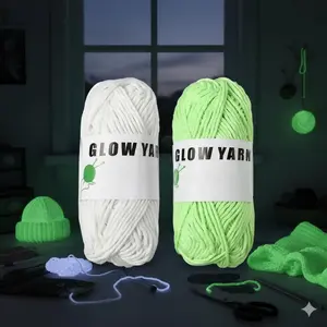 Glow-in-the-Dark Soft Craft Yarn, DIY Crochet & Knitting Sparkle Thread, Eco-Friendly Skin-Friendly Elastic Weaving Cord, Anti-Break Multi-Scenario Glow Craft Supplies, Spring DIY Renewal Essential Fiber