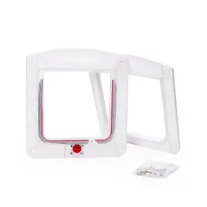 Secure 4-Way Locking Dog And Cat Kitty Kitten Flap Door - Easy Access For Pets And Added Security For Your Home