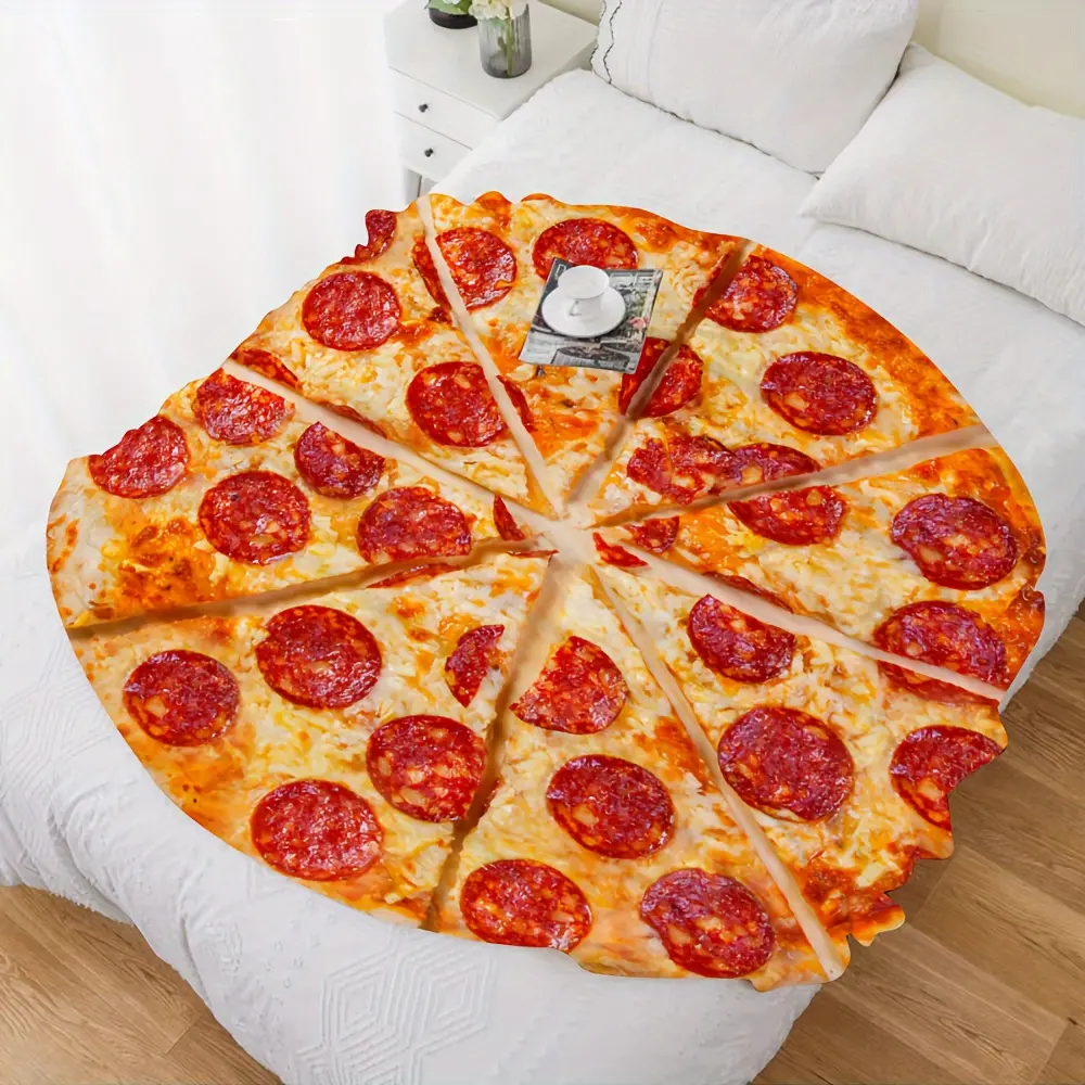 Cozy Flannel Throw Blanket with Unique Mexican Burrito-Ham Pizza Design - Soft, Warm, Hypoallergenic for Couch, Bed, Travel