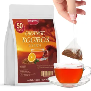 Orange Rooibos Tea 50 Bags 7.05Oz Herbal Tea with Natural Ingredients For Gift Afternoon Tea