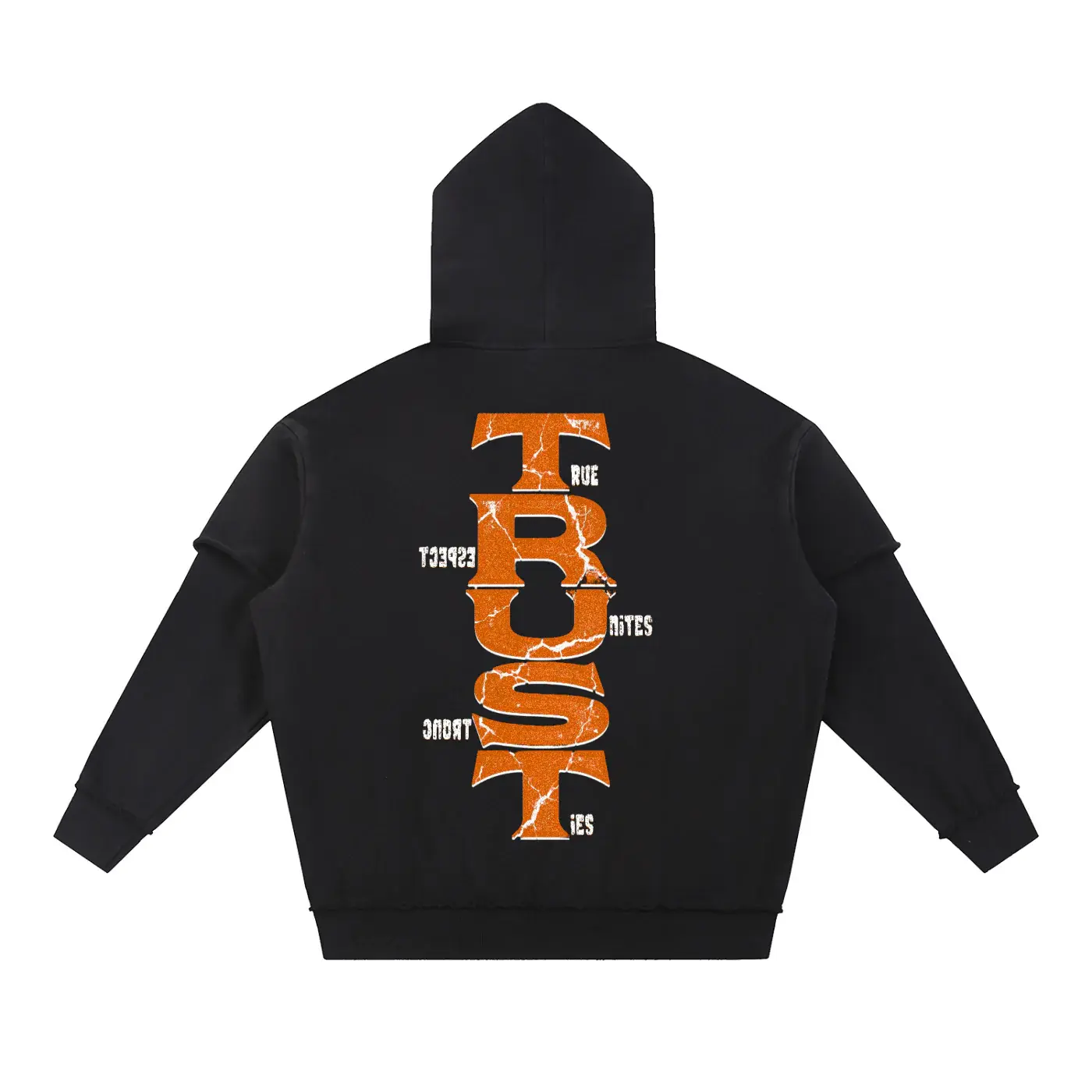 Trust Snow Washed Raw Edge Double Layered Hoodie