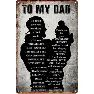 To My Dad Metal Tin Sign Gifts For From Daughter Best Dads Plaque 8X12 Inch