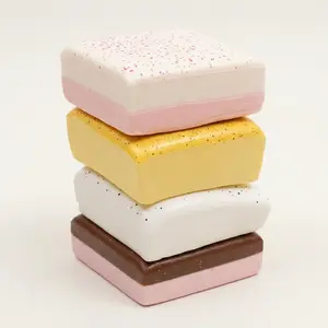 Squishy Fluffy Vanilla Egg Strawberry Chocolate Butter Sponge Cake Slow-Rise Stress Cube, Finger Sinking Feeling Squeeze Toast Bread Toy, Squishy Fidgets Sensory Slow Rebound Wet Moist Stress Relief Toy