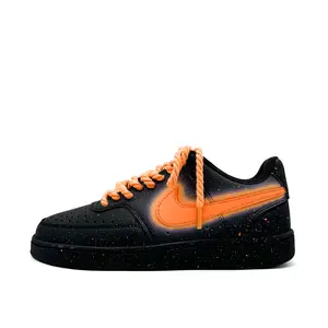 Nike Court Vision Low-Top Sneakers in Orange with Splatter Design for Men and Women, Durable and Slip-Resistant Trending Shoes, House White Official Shoes to Get / Maison Mihara