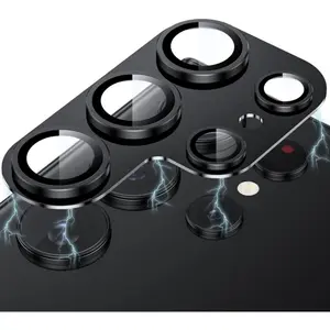 and Camera Lens Protector with Alloy Metal Ring Compatible with Samsung Galaxy S25 S24 Ultra S23 S22 Plus FE S26/S26 Plus/S26 Ultra, Black, 9H Hardness, Anti-Scratch, HD Clear, Bubble-Free Installation