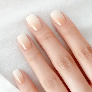 Vanilla Girl Semi Cured Gel Nail Strips 20+6 Individual Trial Strips | Creamy Apricot Ombre | Includes 6 Extra Strips to Try | 5-Min UV Cure | OAUEE