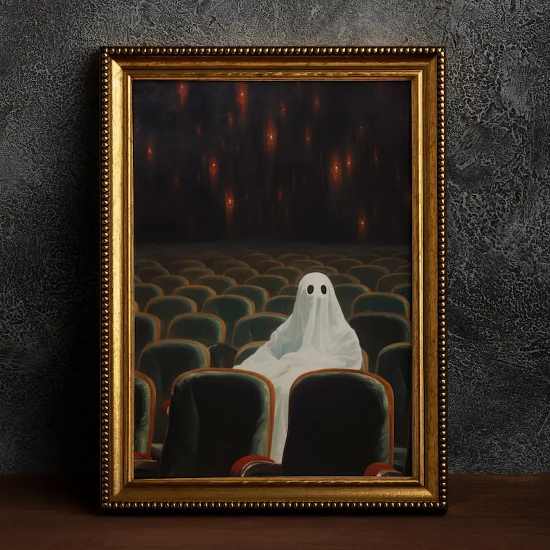 [Unframed] Spooky Broadway Poster Ghost at the Theatre Art Print Decor