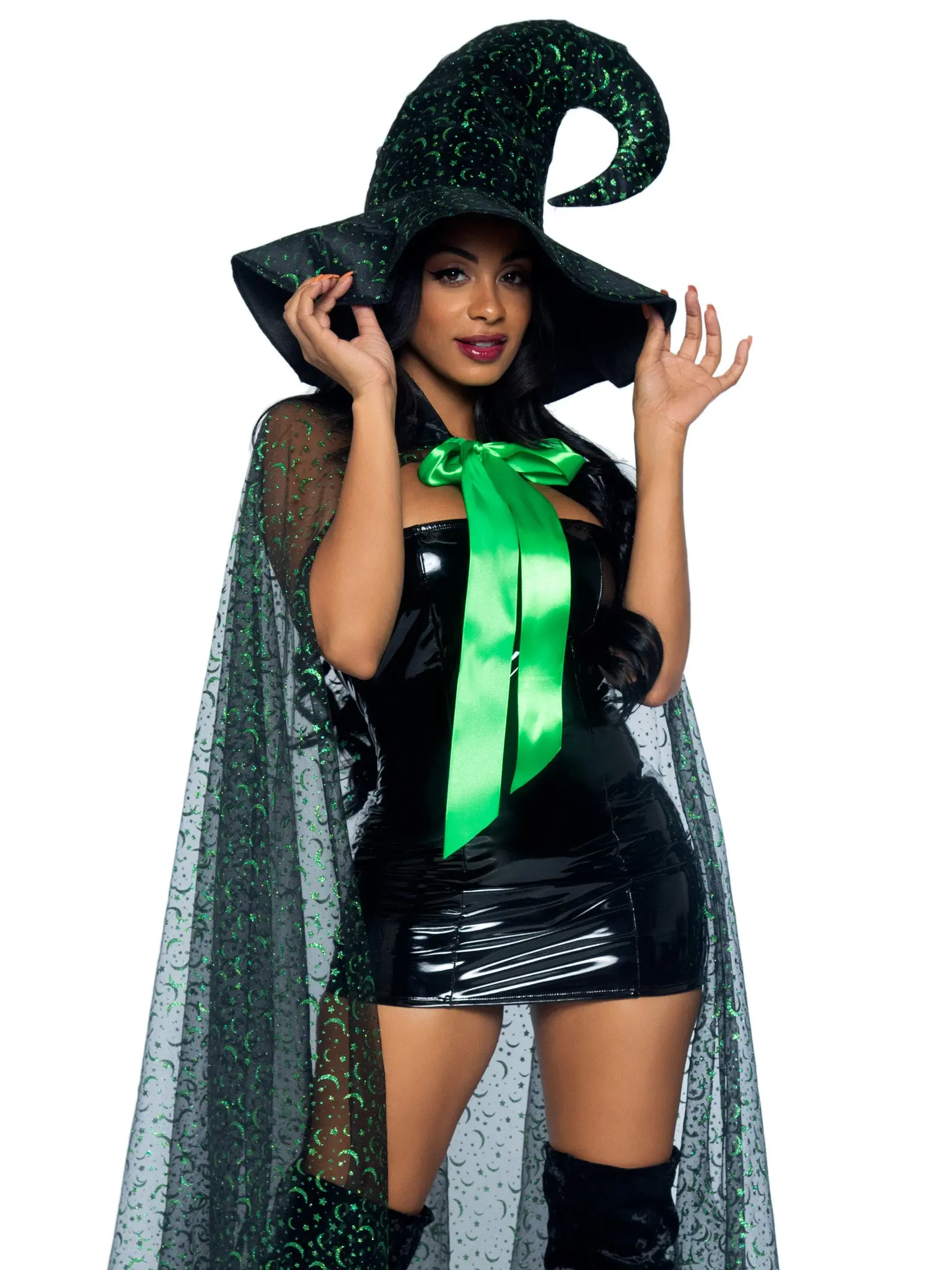 Glitter Moon Cape and Witch Hat Costume Set Basic Satin Glitter Moon Cape and Witch Hat Costume Set Basic Satin