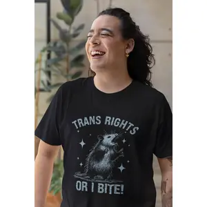 Trans Rights or I Bite T-shirt shirts women Cotton Fabric Womenswear Comfortable Statement Tee
