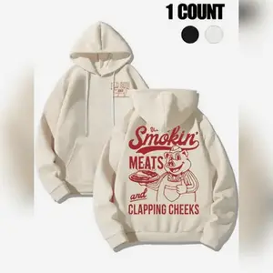 Men's Regular Fit Smoking Meat & Clapping Cheeks Print Hoodie Graphic Hoodies Casual Comfy Hooded Sweatshirt For Daily H Hoodied Cotton Tops for All