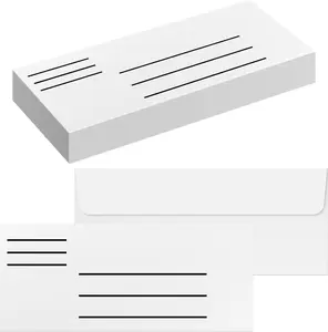 100 Pack Low Vision #10 Envelopes Number 10 Business Letter Envelopes with Gummed Seal, White