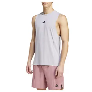 adidas Mens Designed For Crew Neck Athletic Tank Training Casual Moisture Wicking - Grey