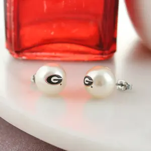 Georgia Logo Stud Earrings for Women, Best Selling Fashion Accessory