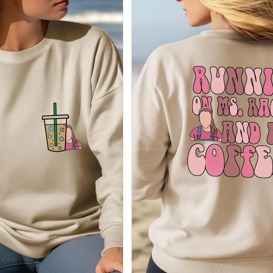 Running On Ms Rachel And Iced Coffee Shirt, Miss Rachel T-Shirt, Coffee Mom Shirt, Soft Cotton Blend, Breathable Comfort, Clean