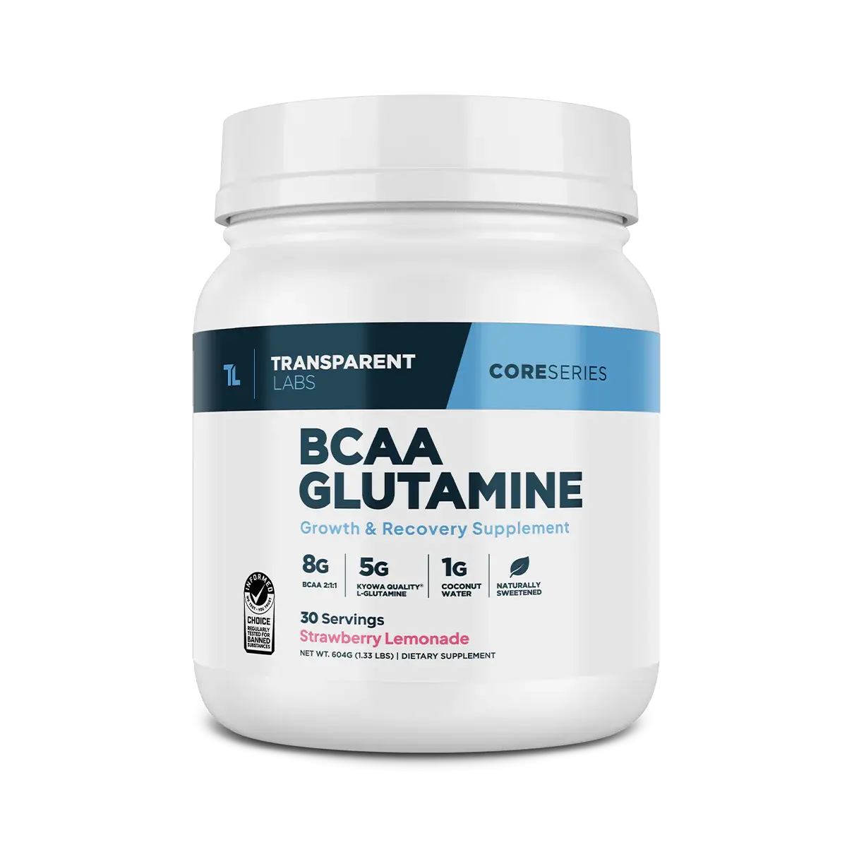 Transparent Labs BCAA Glutamine Dietary Supplement - 8g BCAAs, 5g L-Glutamine, Natural Clean Formula for Adults’ Fitness, Muscle Support & Hydration