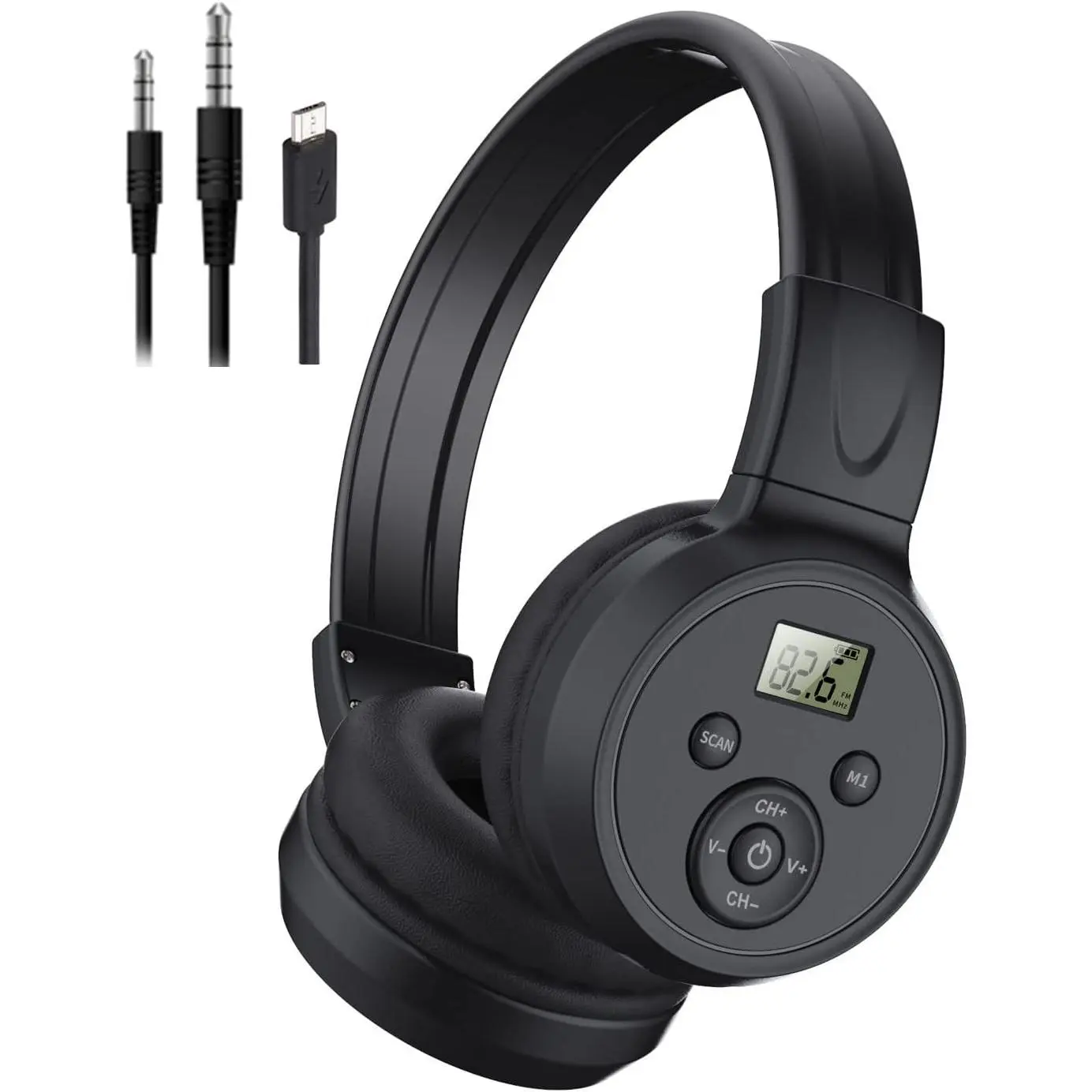 Rechargeable Portable Digital FM Radio Headphones - Adjustable, Automatic Reception, Push Button Control, High-Quality Audio, Batteries-Powered, 24 Hours Playtime, Outdoor Use for Hiking, Lawnmower Man, All Age Groups, Block Out External Noise
