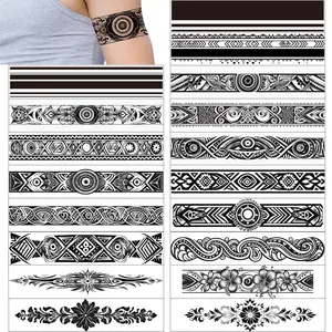 GLARYYEARS Arm Band Temporary Tattoo - 18 Pack Super Long size, Realistic & Boho Polynesian Maori Style Fake Tattoos, ArmBand Tattoos for Wrist, Ankle Circle, Geometric, Tribal and Totem