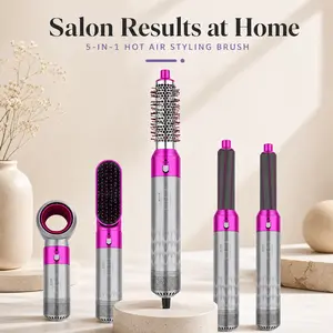 5-in-1 Negative Ion Hot Air Styler, Fast Dry Hair Dryer Brush, Multifunctional Curling Straightening Styling Tool for Home Travel Salon