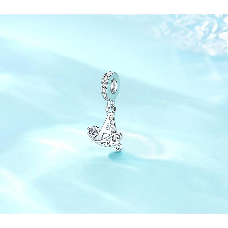 valentines gifts for gf Silver Letter Charm Fit for Pandora Charms Bracelet Alphabet Initial Dangle Charms Beads Jewelry Gifts for Women