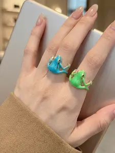 1 piece of 2026 new creative tree frog open-ring, Animal theme ring, featuring cute fun design, the perfect focal point for everyday outfits. An ideal holiday gift for her, suitable for any season, festive occasion
