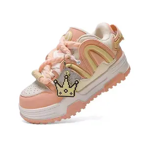 Q-AND 2026 New Pink Girls' Sneakers, Comfortable Breathable Skate Shoes Suitable for Hiking, Travel, and Outdoor Sports, 5cm Thick Sole, Super Comfortable, Non-chafing Heel Sneakers