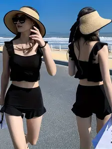 Japanese Ruffle High Waist Swimsuit Set, Slimming Student Bathing Suit, Fashionable Hot Spring Swimwear for Girls, Swimwear Bathing Suits, Swim Outfit