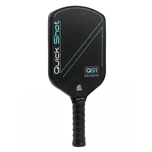 Quick Shot QS1 - Blue Texas-Built Pickleball Paddle with NFC Technology 16.25" Length 8-8.5oz Weight Carbon Fiber Surface Polypropylene Core
